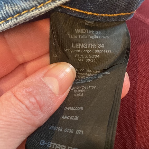 ARC 3D slim G Raw Jeans 36W 34L - Picture 7 of 9